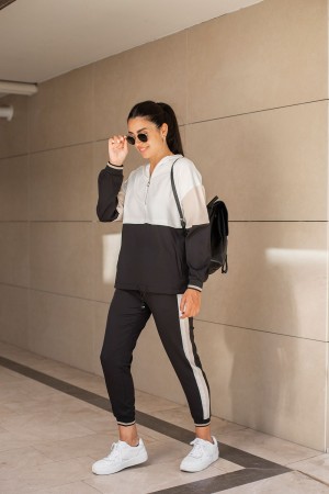Three Color Hooded Tracksuit Set