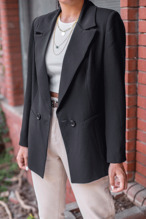Black Lined Crepe Jacket