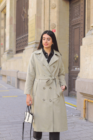 Mint Green Belted Trench Coat