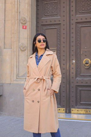Beige Belted Trench Coat