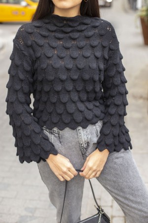 Black Drop Pattern Knitwear Sweater