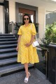 Yellow Daisy Pattern Front Buttoned Dress