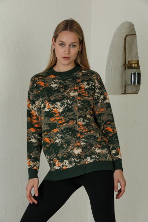 Green Mixed Patterned Original Brand Sweater