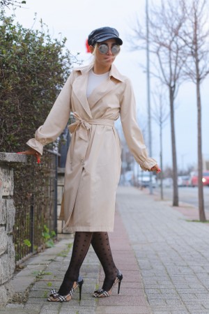 Ecru Belted Trench Coat