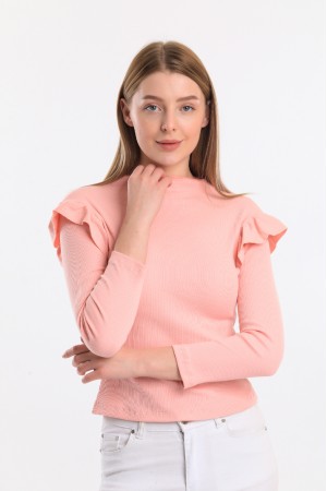 Pink Shoulder Frill Detailed Camisole Blouse