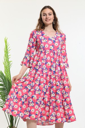 Pink Daisy Patterned Dress