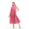Fuchsia Daisy Pattern Sleeveless Dress